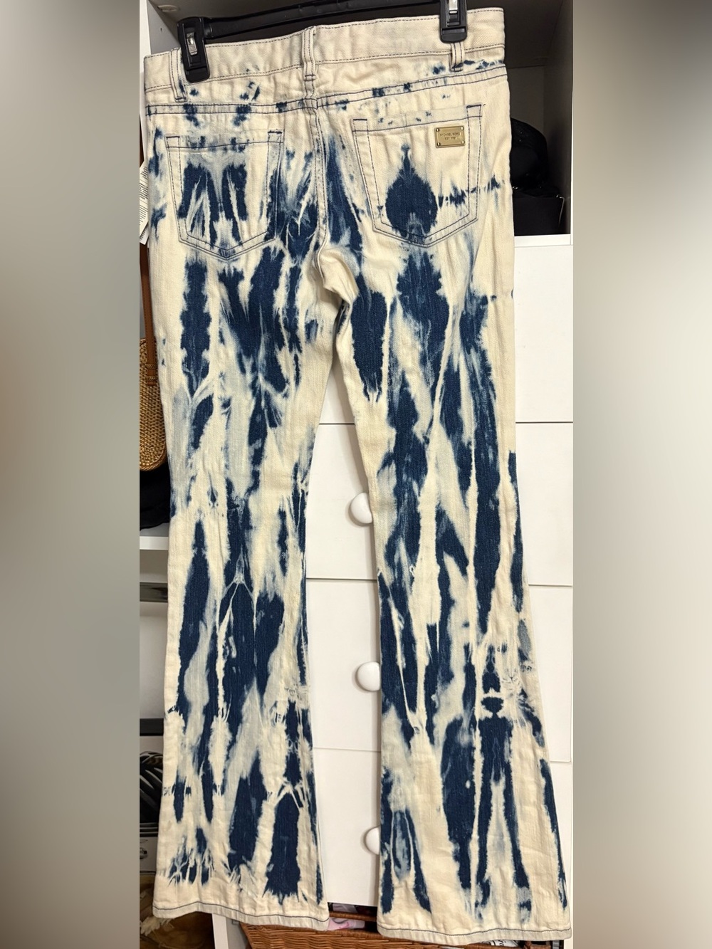 Michael Kors Women's Blue Flared Tie-Dye Jeans with original store tags - Picture 2 of 4